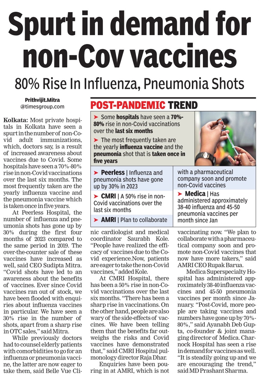Spurt in demand for non-Cov vaccines in Kolkata
